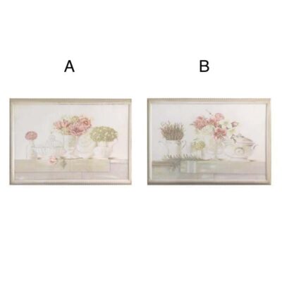 Quadro assortito rettangolare con soggetti floreali rosa Blanc Mariclò -  Fabiola Interior